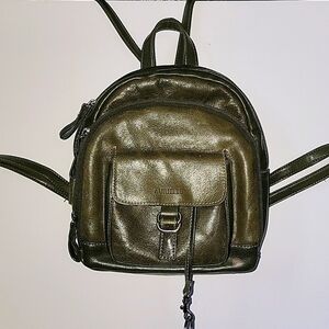 Aurielle Vintage leather forest green backpack purse bag